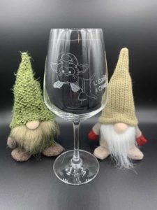 Gravure sur verre avec dessin et écriture